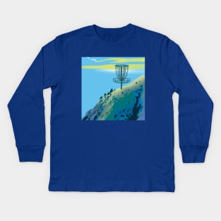 Disc Golf on the Side of a Mountain Kids Long Sleeve T-Shirt